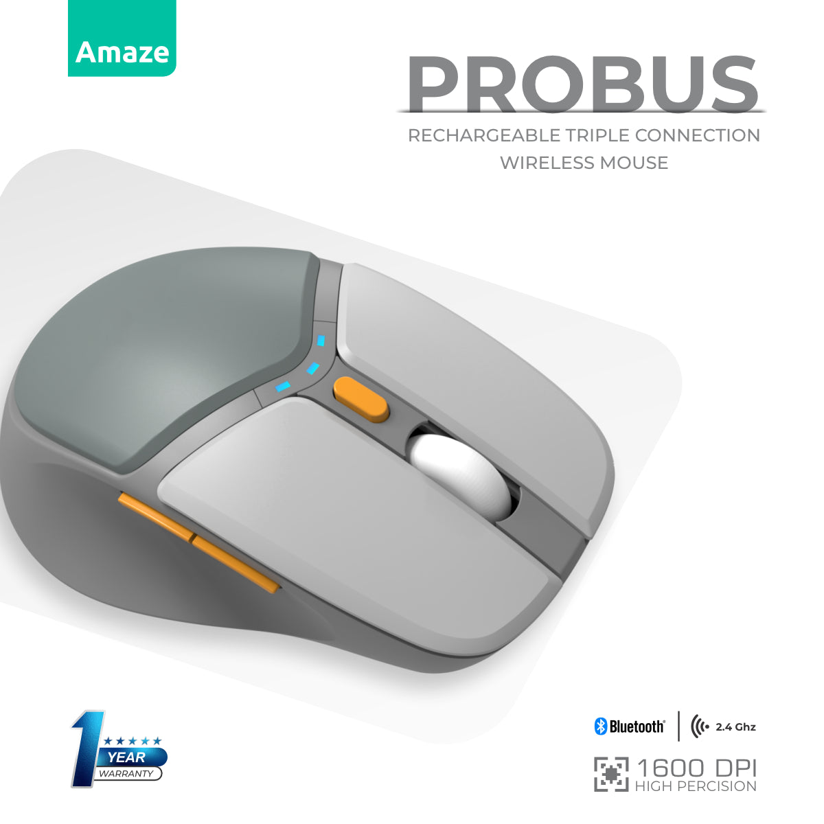 Probus Triple Connection Rechargeable Wireless Mouse | A725