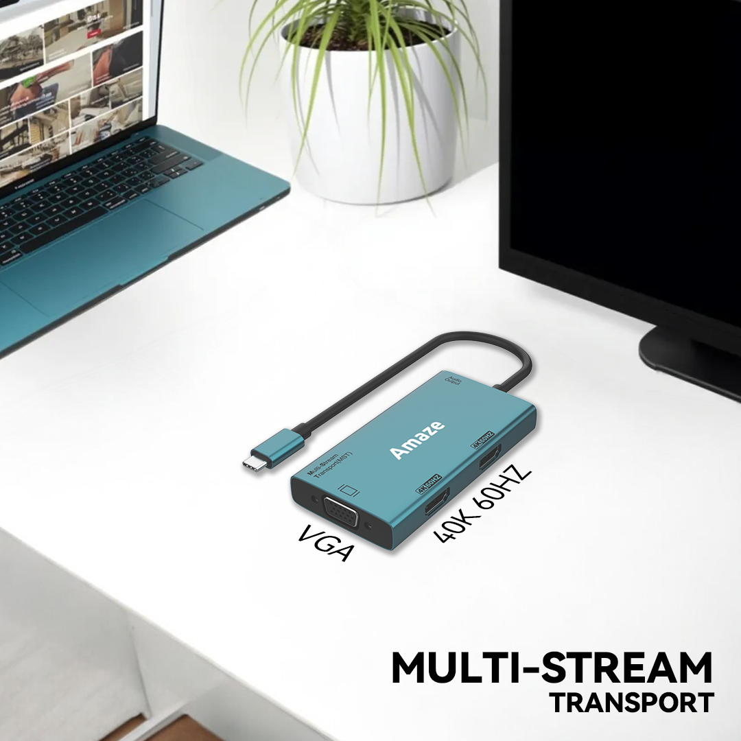 AMAZE TYPE C TO DUAL HDMI + VGA + AUDIO HUB | A324