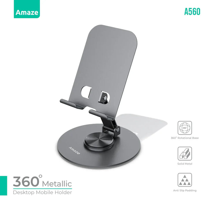 360 Degree Metallic Desktop Mobile Holder | A560