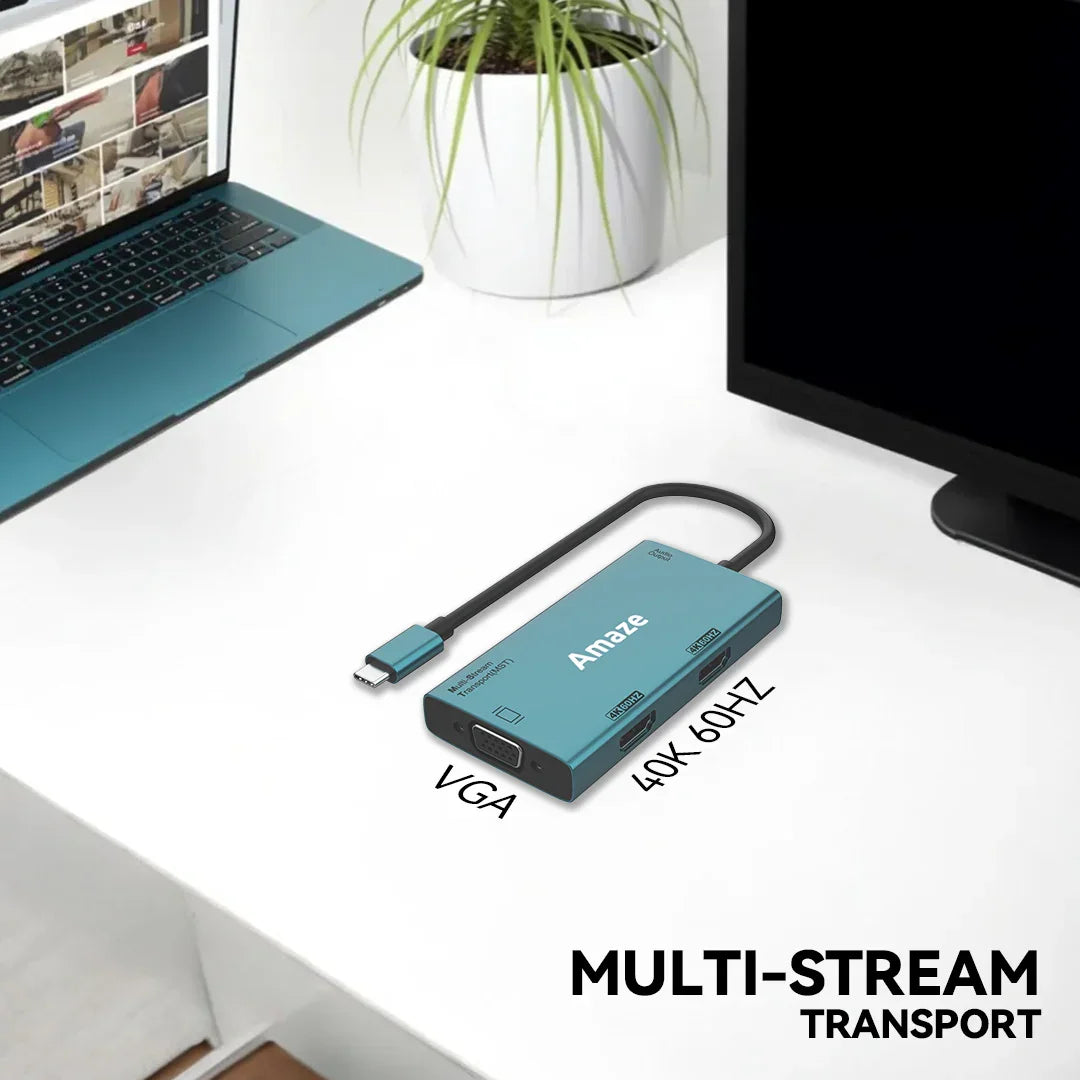 AMAZE TYPE C TO DUAL HDMI + VGA + AUDIO HUB | A324