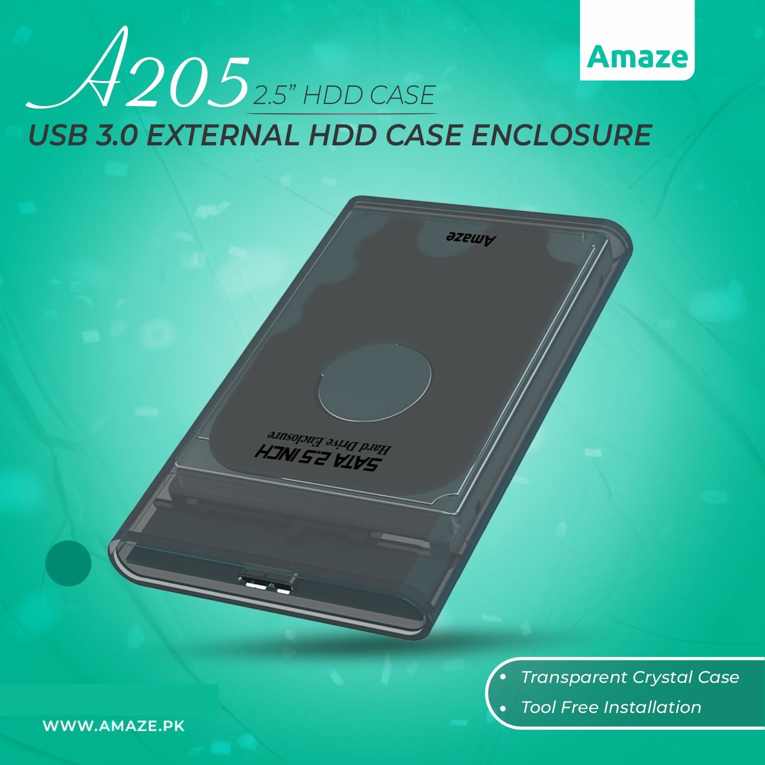 AMAZE USB 3.0 EXTERNAL HDD CASE ENCLOSURE 2.5”  | A205