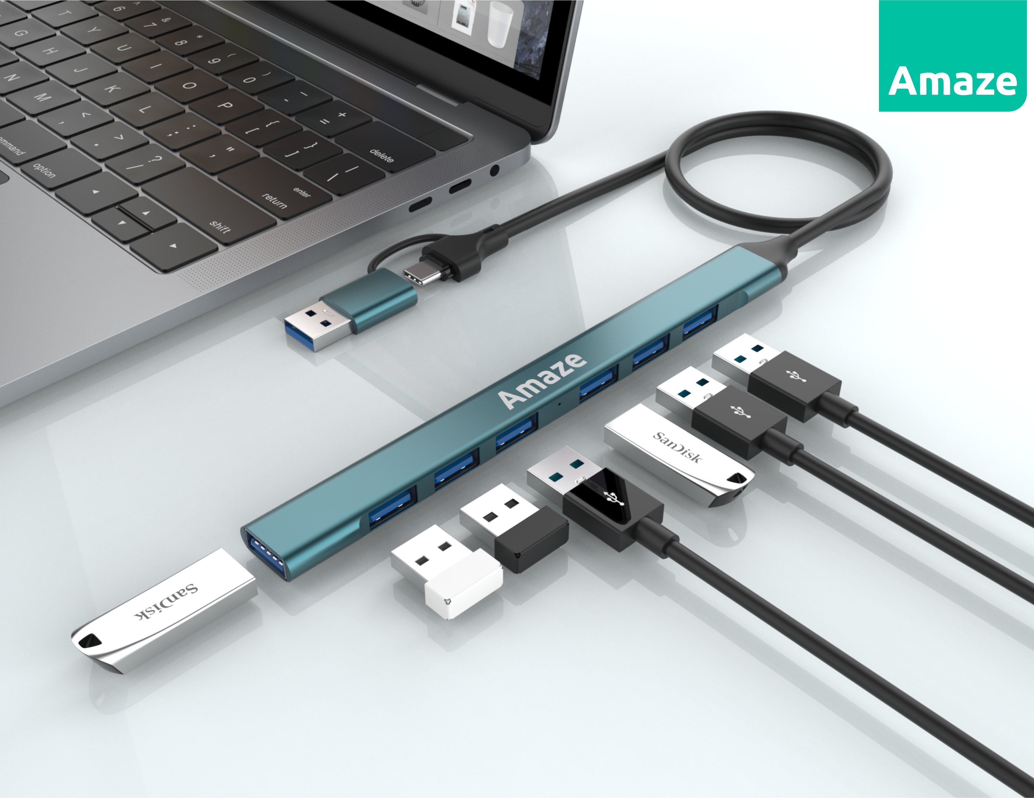 AMAZE USB + TYPE C 7-PORT USB 3.0 HUB | A307