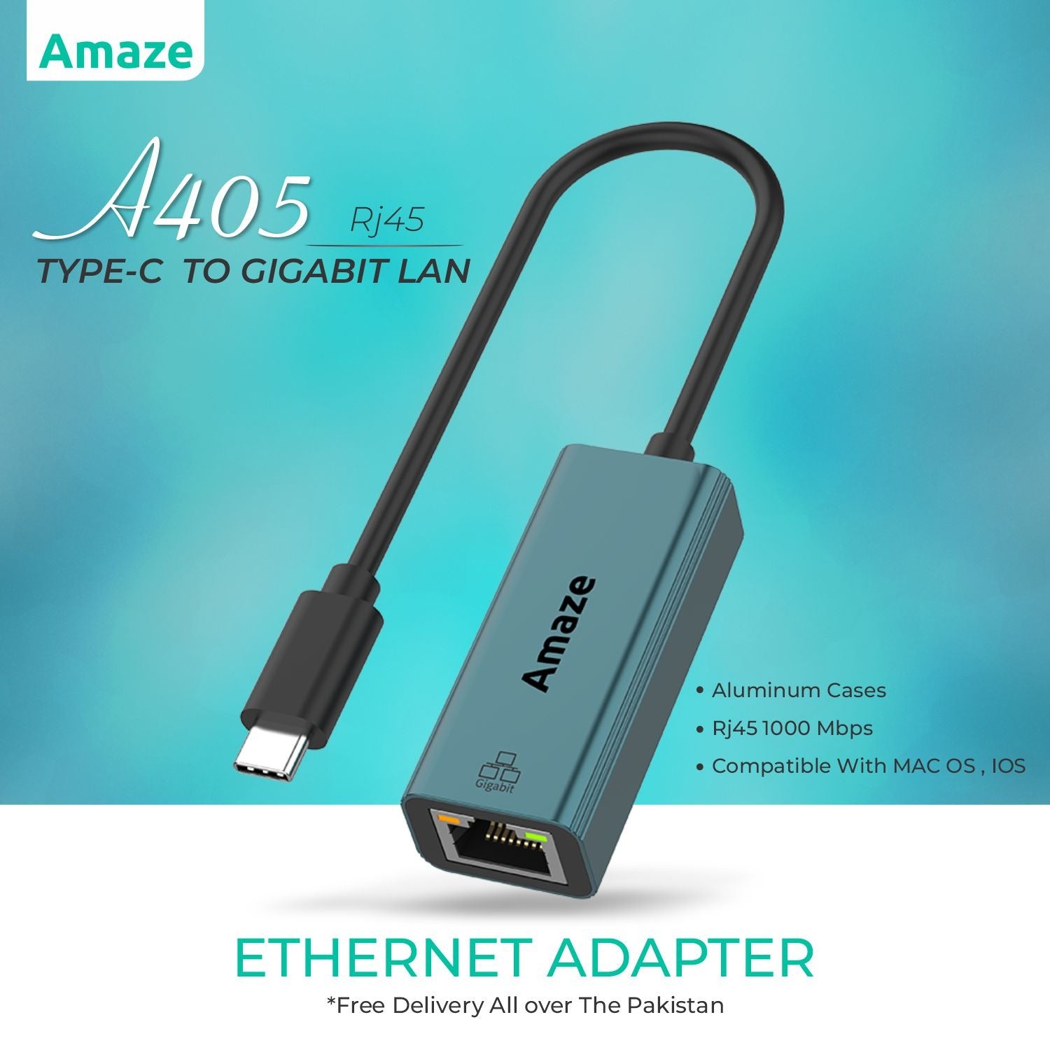 AMAZE TYPE C TO GIGABIT ETHERNET ADAPTER | A405