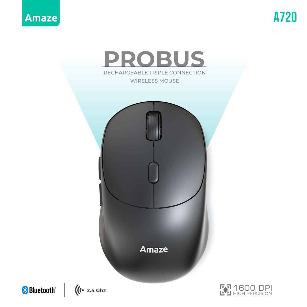 Probus Triple Connection Rechargeable Wireless Mouse   | A720