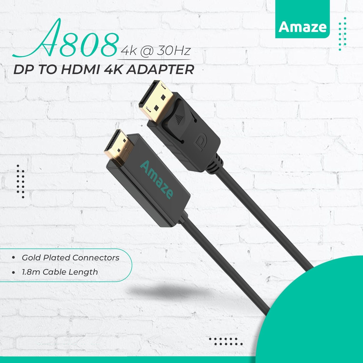 AMAZE DP TO HDMI 4K ADAPTER CABLE | A808