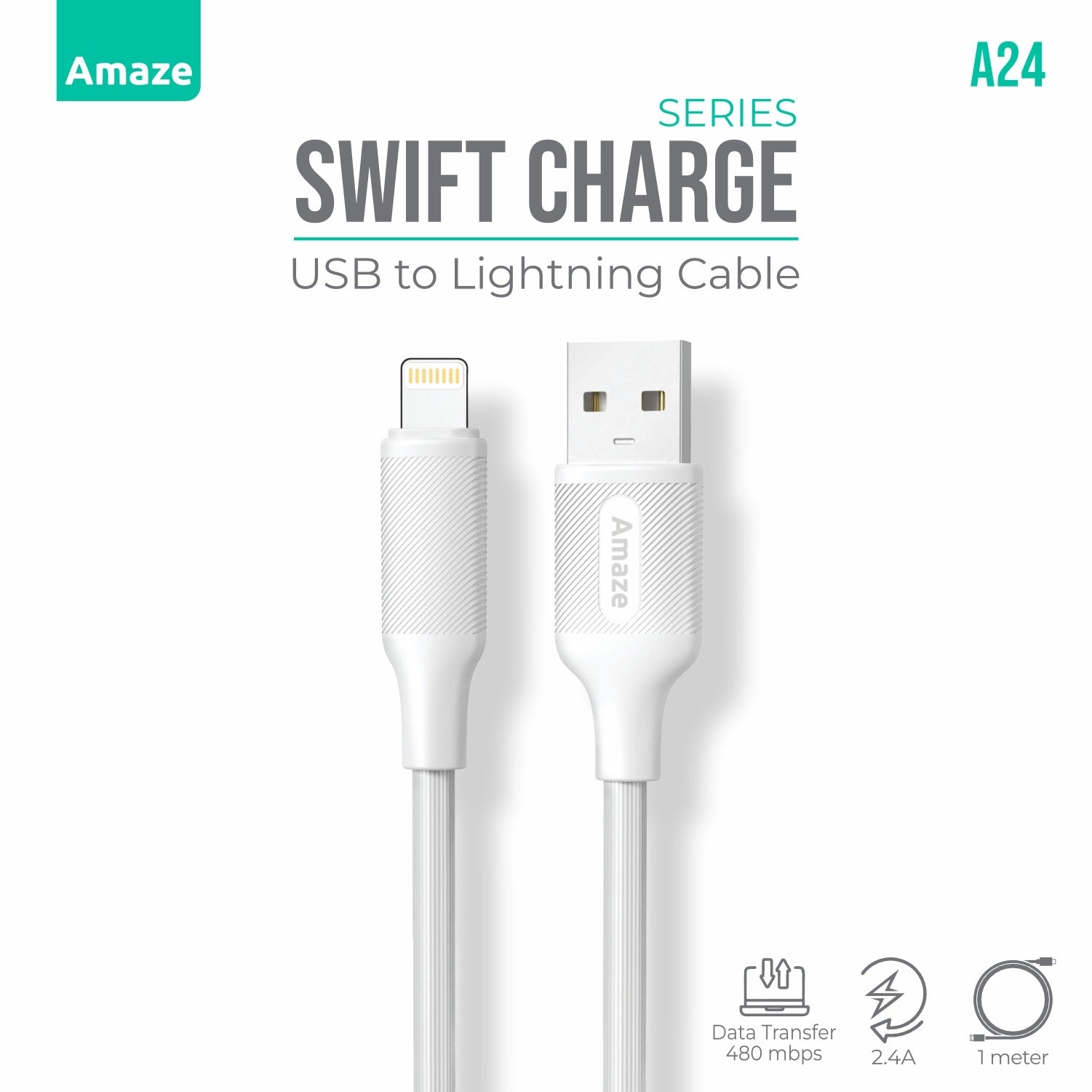 Amaze Swift Series USB to Lightning Cable 2.4A 1m | A24