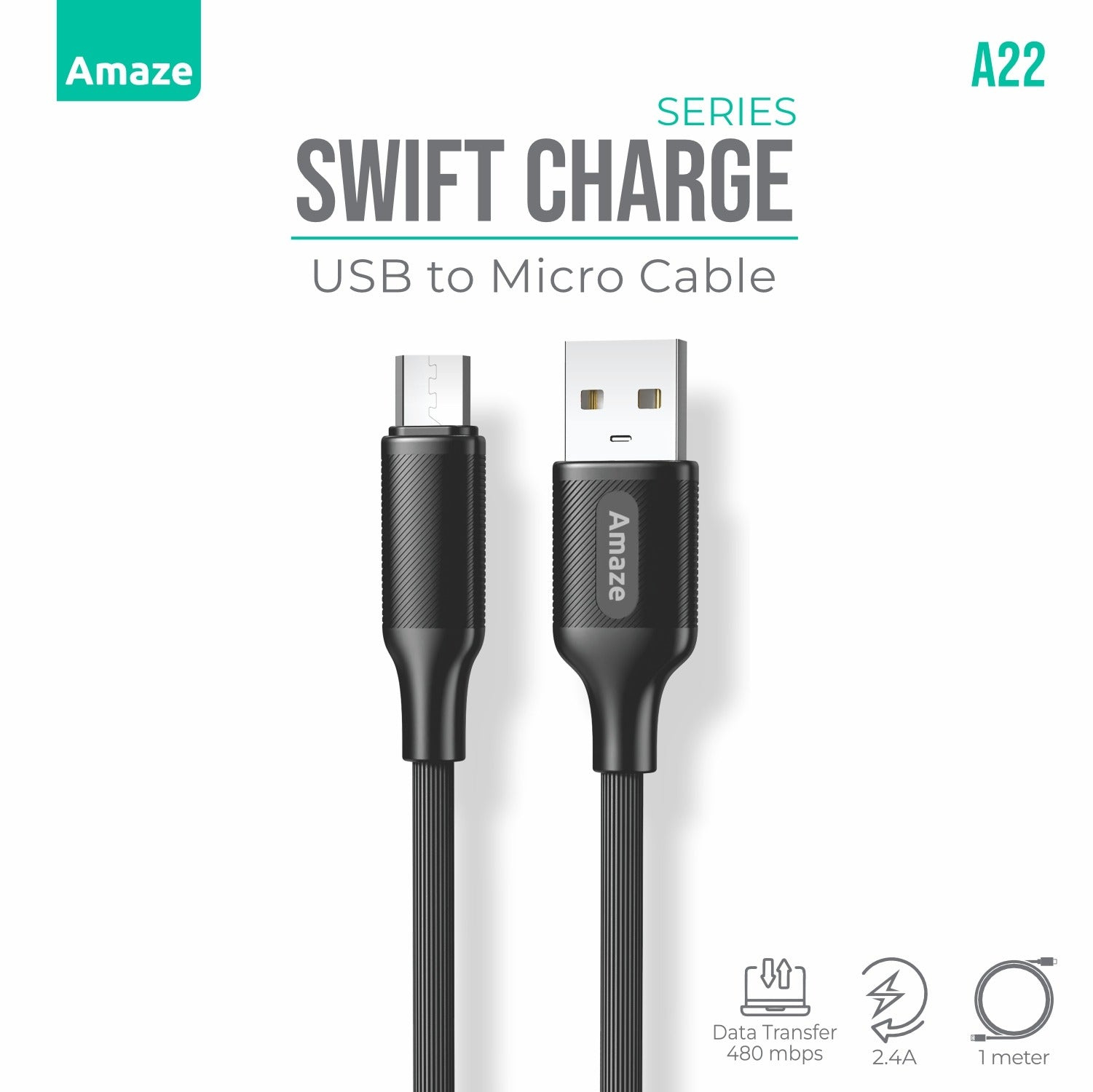 Amaze Swift Series USB to Micro Cable 2.4A 1m | A22