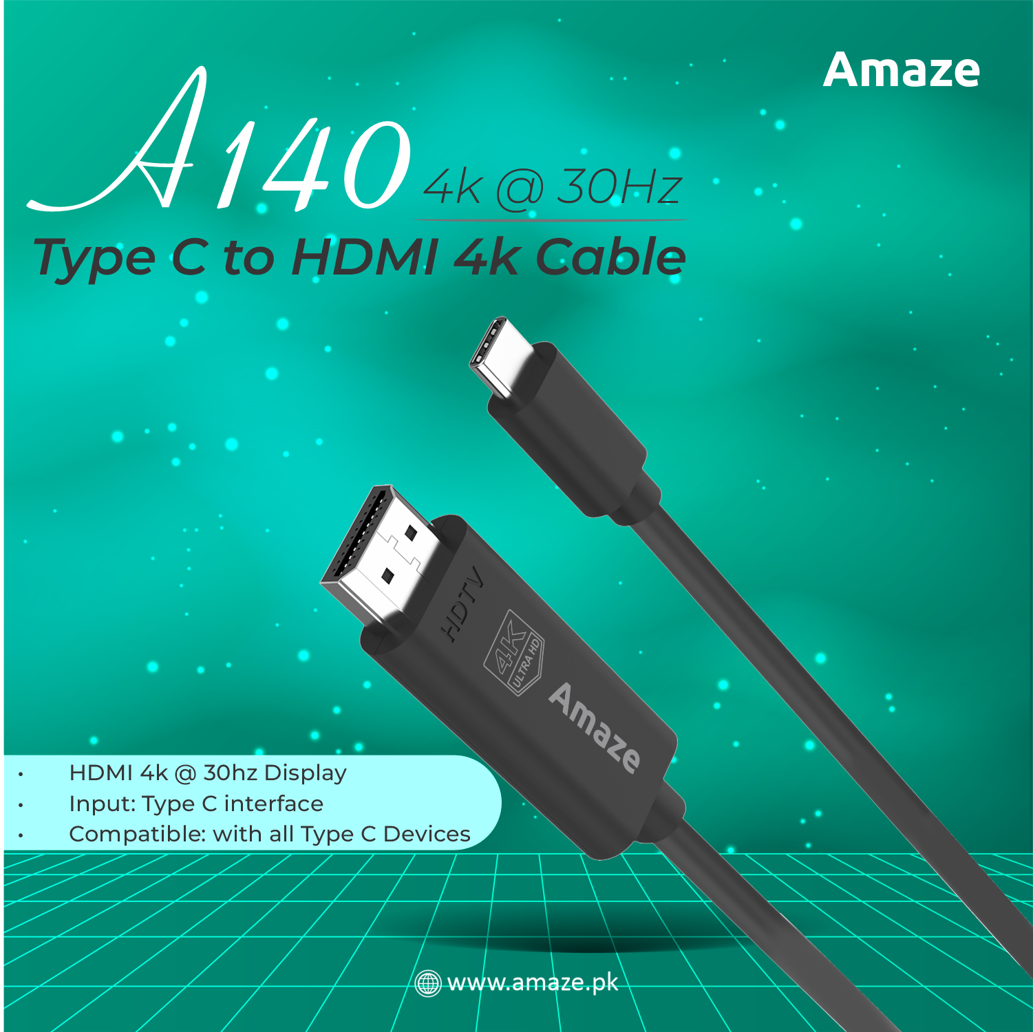 AMAZE TYPE C TO HDMI 4K CABLE 1.8m | A140