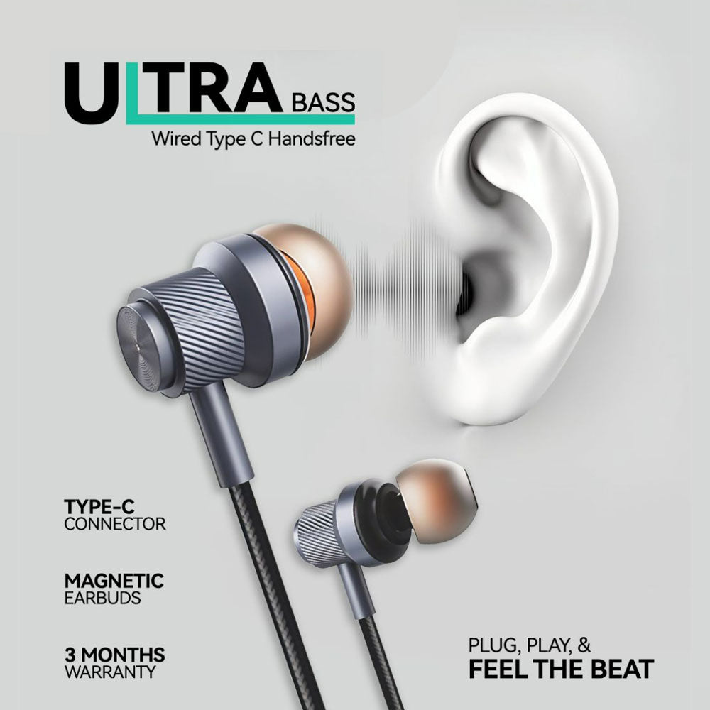 Amaze Ultra Bass with Magnetic Buds Wired type C Handsfree| A692