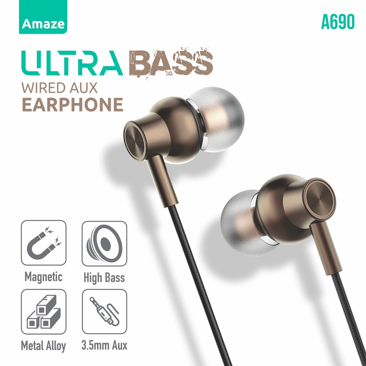 Amaze Ultra Bass Wired Aux Handsfree  | A690