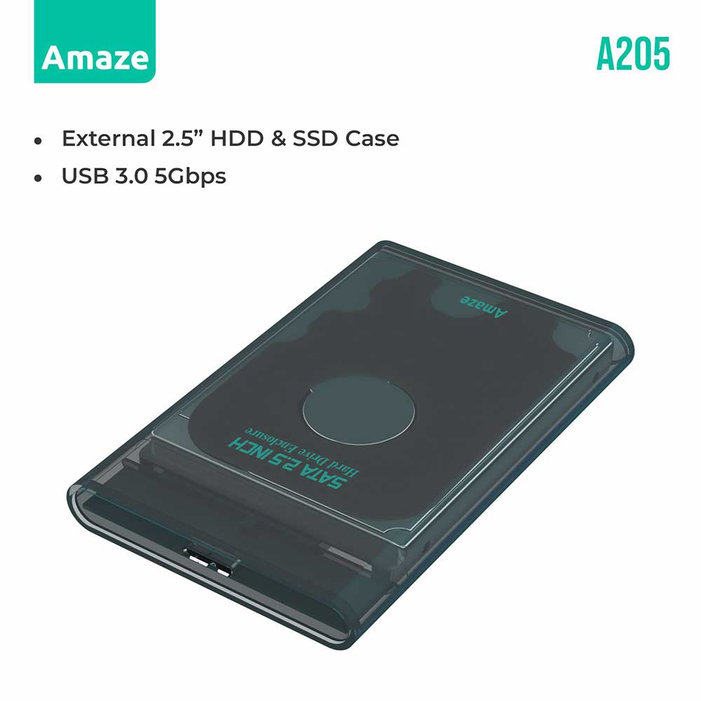 AMAZE USB 3.0 EXTERNAL HDD CASE ENCLOSURE 2.5”  | A205