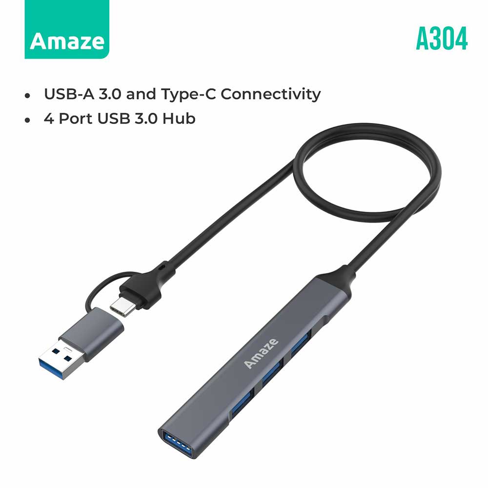 AMAZE USB3.0 + TYPE-C TO 4 IN 1 USB 3.0 HUB | A304