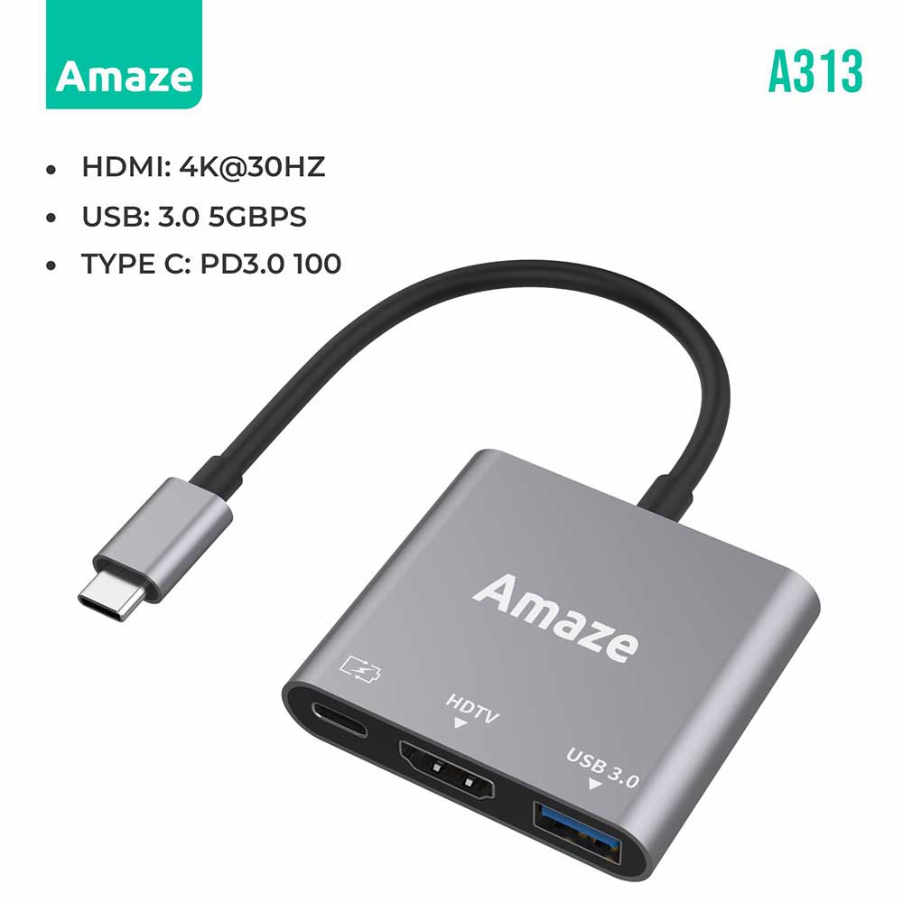 AMAZE 3-IN-1 TYPE C HUB ADAPTER | A313