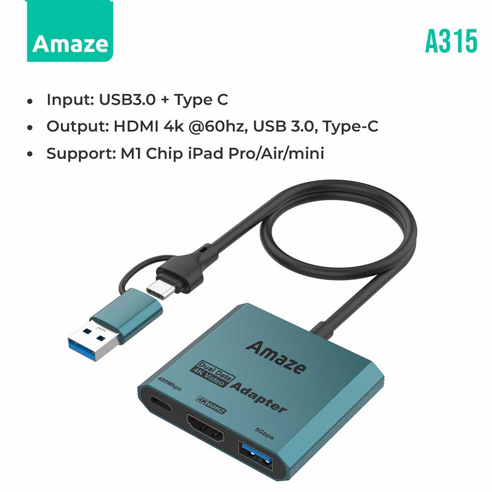 AMAZE TYPE-C + USB TO 3 IN 1 HUB | A315