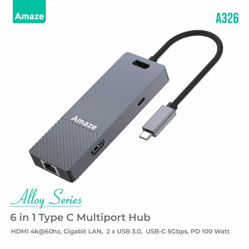 Amaze Alloy Series 6-in1 Multiport Hub | A326