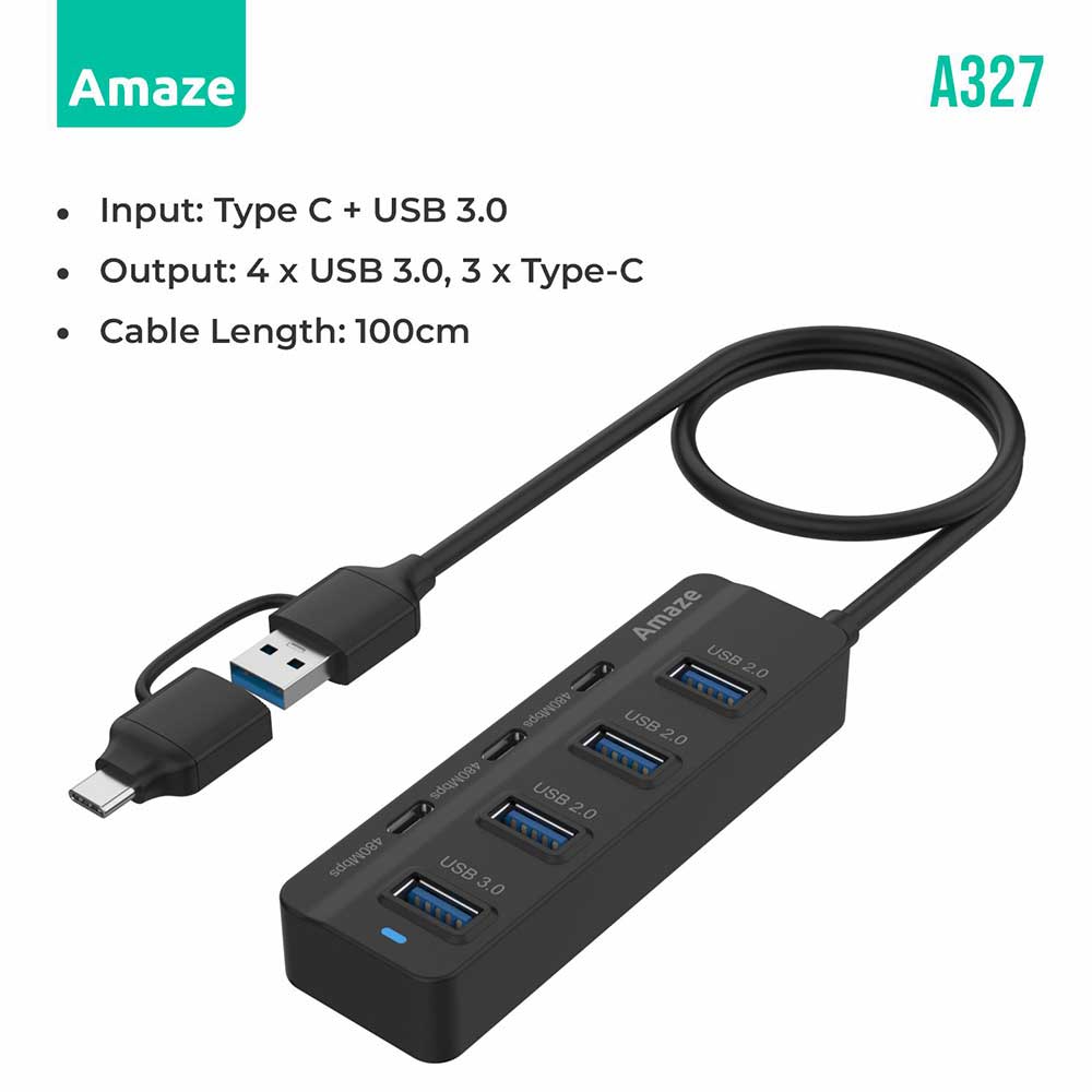 AMAZE TYPE C + USB 3.0 7 PORT HUB | A327