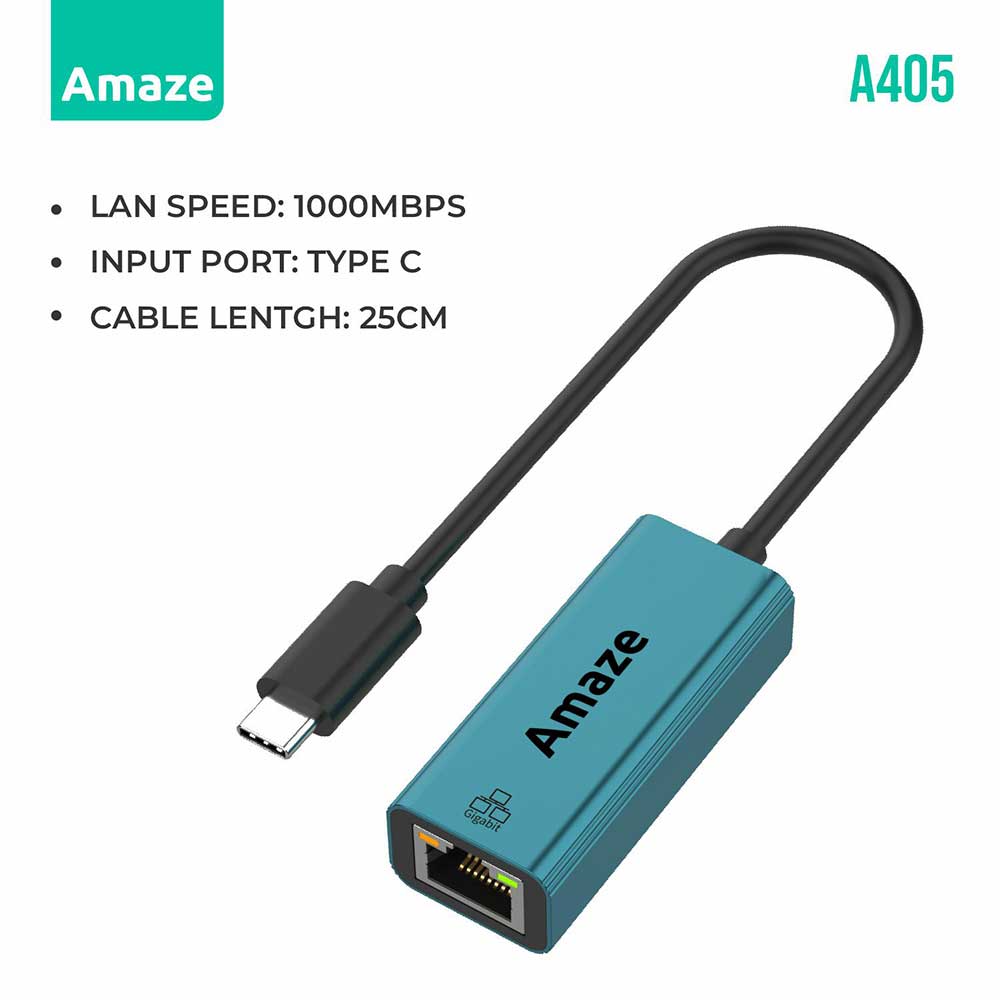 AMAZE TYPE C TO GIGABIT ETHERNET ADAPTER | A405