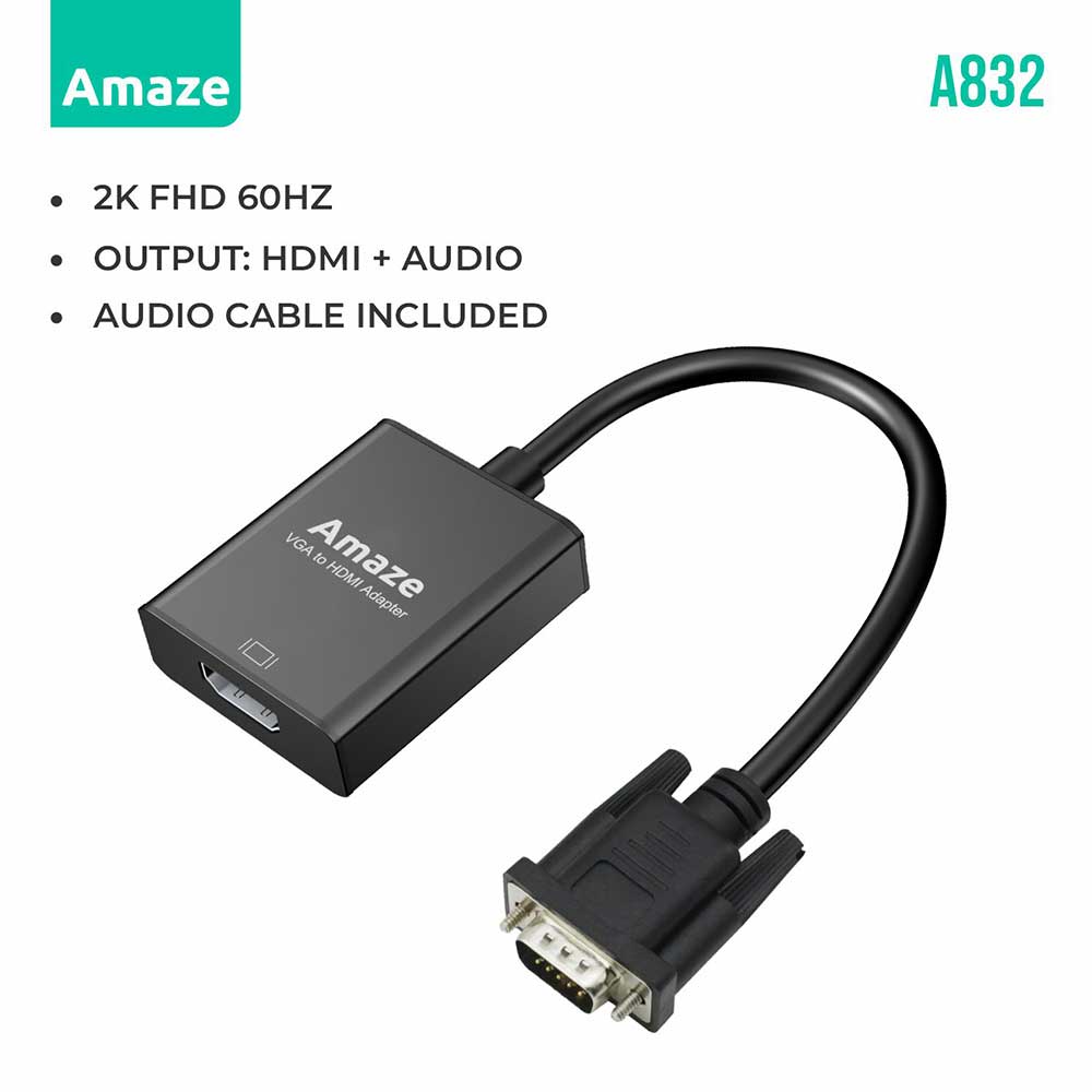 AMAZE VGA TO HDMI ADAPTER WITH AUDIO  | A832