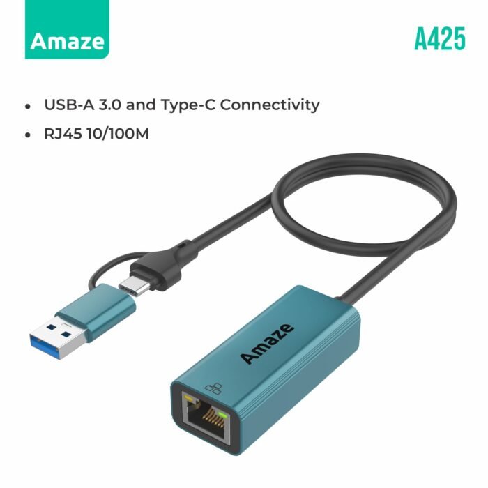 USB3.0 + TYPE C TO RJ45 ETHERNET ADAPTER A425